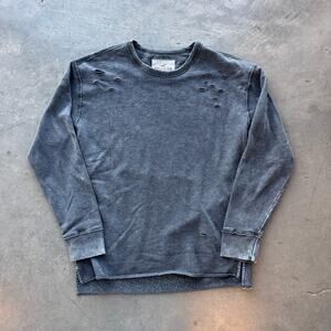 Vintage Y2k Hollister Distressed Grey Slouch Longsleeve Sweater Medium